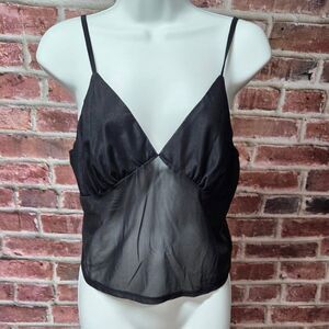 Wild Fable Black Mesh Cropped Tank Top XL Sweetheart Neck Slim Fit